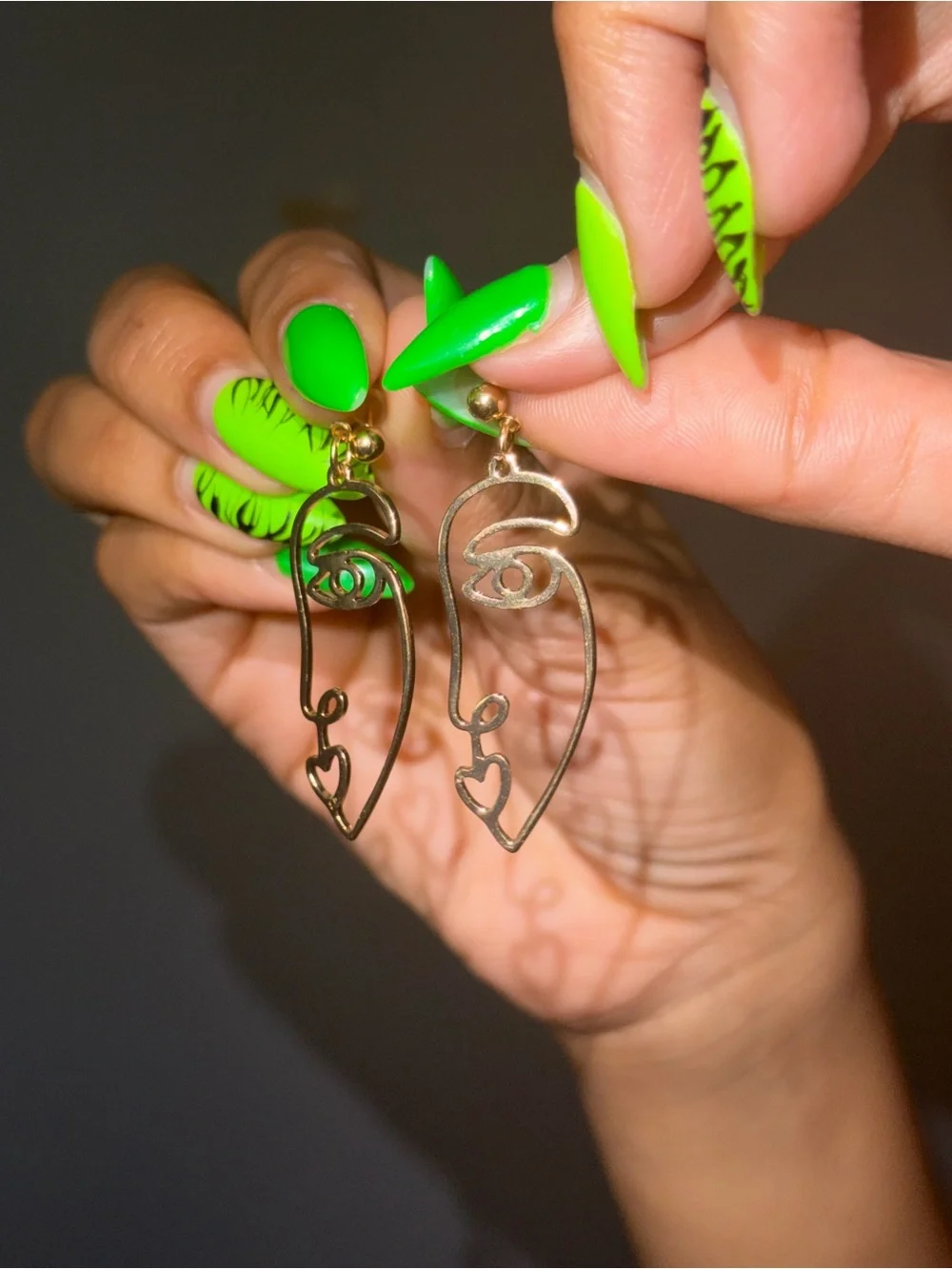 Gold Abstract Figure Earrings-Choose 1 - Picture 7 of 7